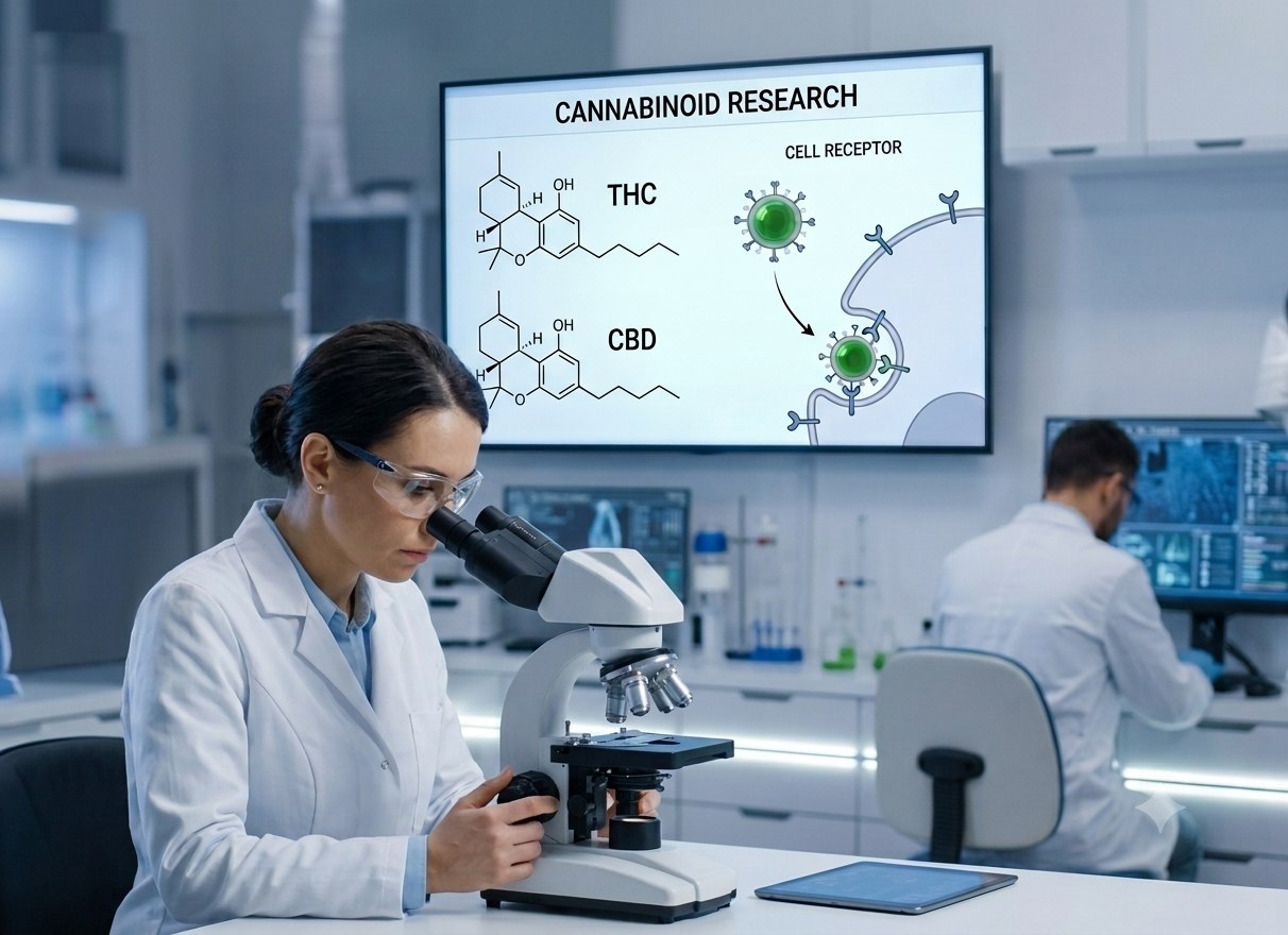 Cannabinoid research lab scene