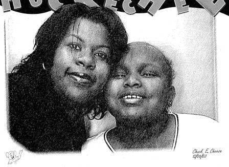 Kiona with her mother at Chuck E. Cheese